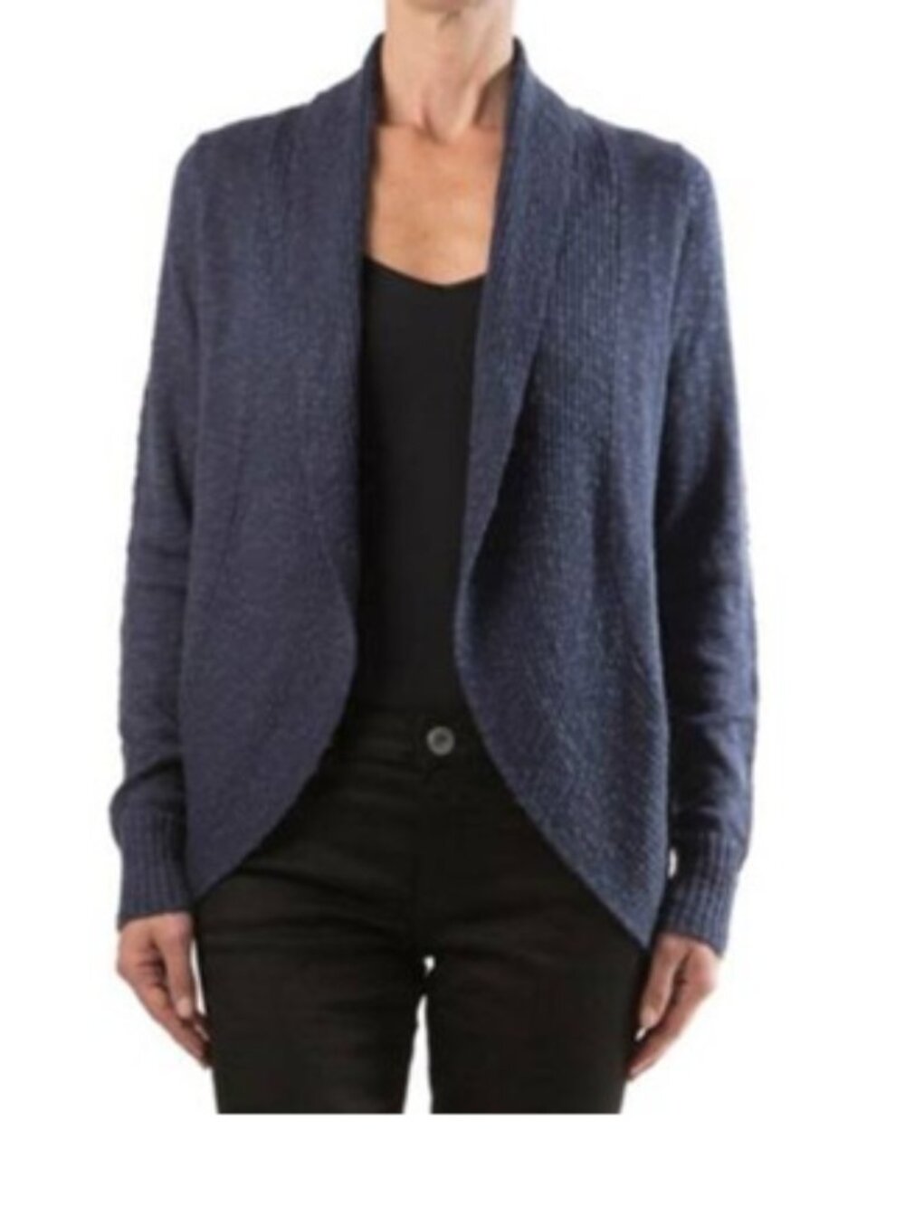 Kenneth Cole NY Women's Open Front Shawl Slub Knit Sweater Cardigan Anchor Navy